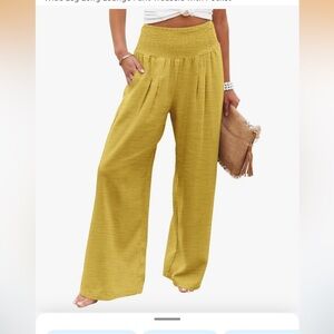 Women's Wide Palazzo Pants - Yellow